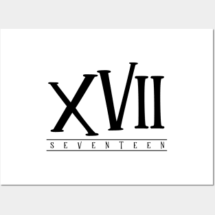 XVII (Seventeen) Black Roman Numerals Posters and Art